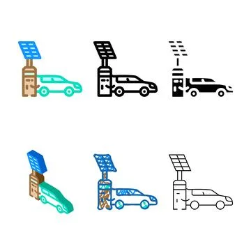 Charging pack station solar panel color icon vector Ilustración de archivo