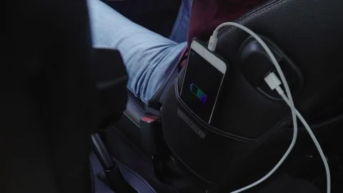 Charging phone using car USB port Stock Footage 109806556
