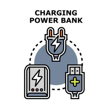 Charging power bank electronic device power supply concept Stock Illustration