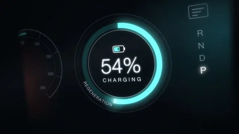 Charging Progress Ring Dashboard Gear Selector Cluster Display Vídeos de archivo 343380979