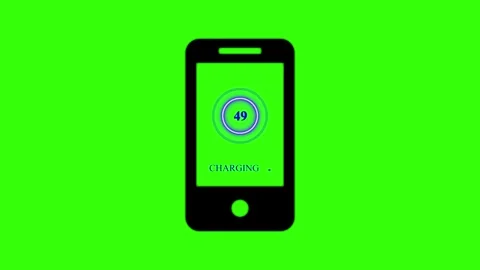 Charging screen percent, screen cell phone display while charging battery 100 Stock Footage 303069624