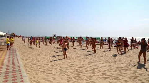 Charging by the sea Stock Footage 58955254