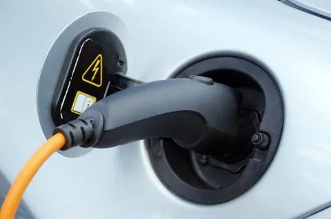 Charging socket of an electric car Stock Photos