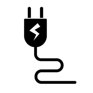 Charging socket plug silhouette icon. Outlet plug being supplied with power.. 스톡 일러스트