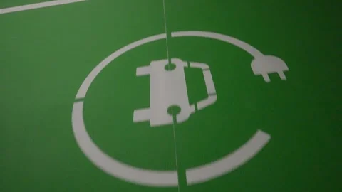 Charging Space, Parking Space for Electric Vehicles, Electric Cars Stock Footage 254880827