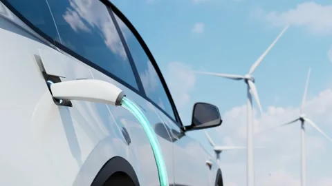 Charging station. Charging process. Parking with electric cars. Green energy Stock Footage 190969142