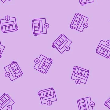 Charging station devices tech engagement line seamless pattern Stock Illustration