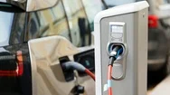 Charging Station With Electric Car Stock Footage