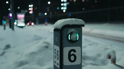 Charging station for electric EV vehicles in the snow Stock Footage 225773861