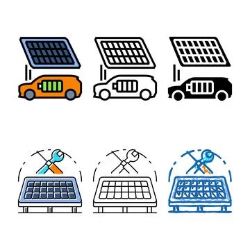 Charging station forms solar panel color icon vector Ilustración de archivo