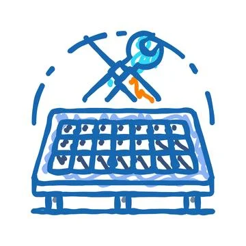 Charging station solar panel icon doodle illustration Ilustración de archivo