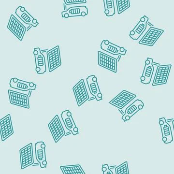 Charging station solar panel line seamless pattern Stock Illustration