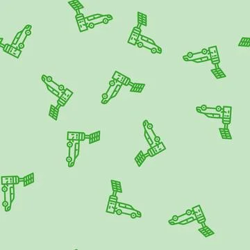 Charging station solar panel line vector seamless pattern Stock Illustration