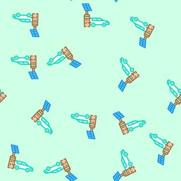 Charging station solar panel vector seamless pattern 스톡 일러스트