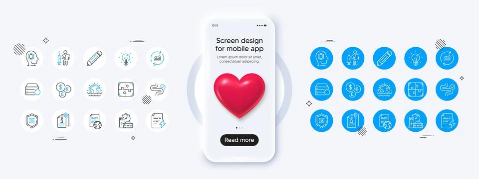 Charging station, Update data and Qr code line icons. For web app, printing Stock Illustration