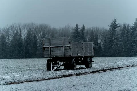 Chariot cold in winter trailer Stock Photos
