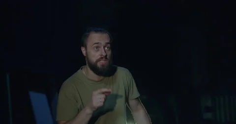 Charismatic actor rehearses a dramatic role on the stage of the theater Stock Footage 130813805