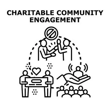 Charitable community engagement concept developing social support Stock Illustration