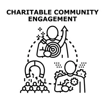 Charitable community engagement concept developing social contribution effort Stock Illustration
