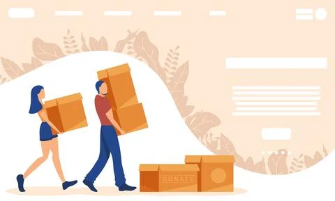 Charitable couple lifting boxes Illustrazione stock