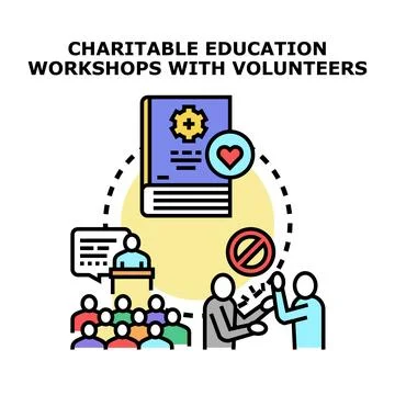 Charitable education workshop for volunteering and community support Stock Illustration