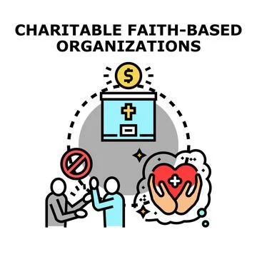Charitable faith based organization collecting donations and giving support Stock Illustration