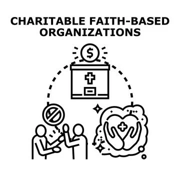 Charitable faith based organization collecting donations and giving support Stock Illustration