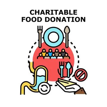 Charitable food donation program supporting hungry people Stock Illustration