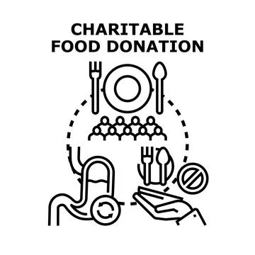 Charitable food donation program supporting hungry people Stock Illustration