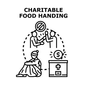 Charitable food handing helping homeless and poor people Stock Illustration
