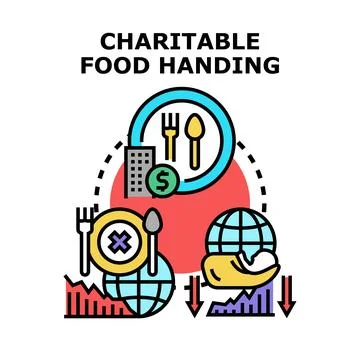 Charitable food handing vector black color concept Illustrazione stock