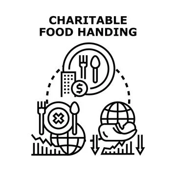 Charitable food handing vector black black concept Illustrazione stock