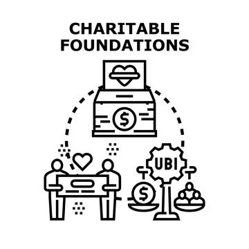 Charitable foundations organizing social support and giving donations Stock Illustration