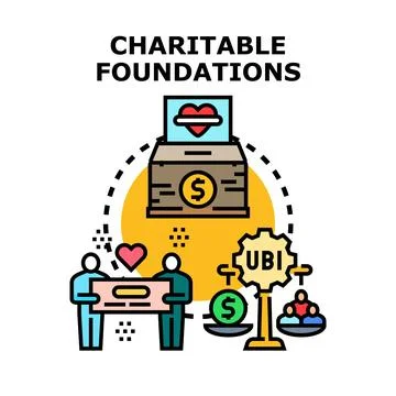 Charitable foundations organizing social support and giving donations Stock Illustration