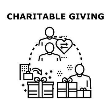 Charitable giving concept with people donating presents Stock Illustration