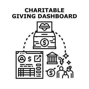 Charitable giving dashboard managing online donations and fundraising Stock Illustration