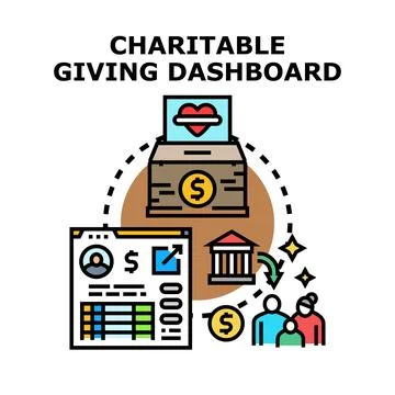 Charitable giving dashboard managing online donations and fundraising Stock Illustration