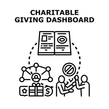 Charitable giving dashboard tracking donations and community impact Stock Illustration