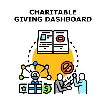 Charitable giving dashboard tracking donations and community impact Stock Illustration