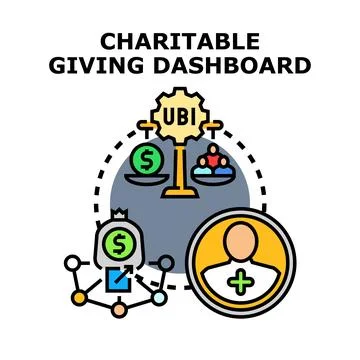 Charitable giving dashboard tracking universal basic income concept Stock Illustration