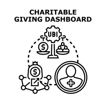 Charitable giving dashboard tracking universal basic income concept Stock Illustration