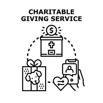 Charitable giving service offering donation support and community aid Stock Illustration