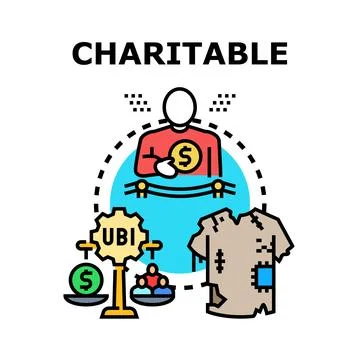 Charitable giving supporting universal basic income and basic needs Stock Illustration
