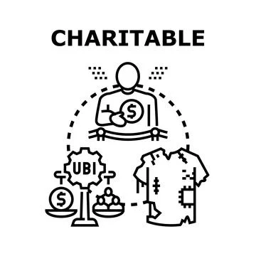 Charitable giving supporting universal basic income and basic needs Stock Illustration