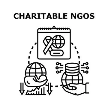 Charitable ngos supporting global community and awareness initiatives Illustrazione stock