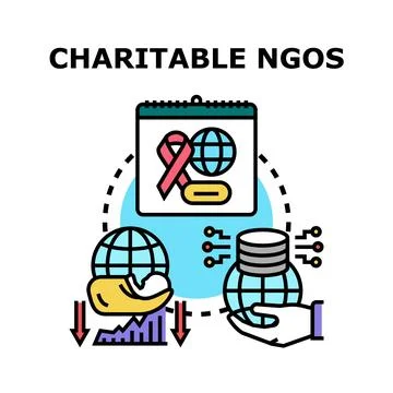 Charitable ngos supporting global community and awareness initiatives Stock Illustration