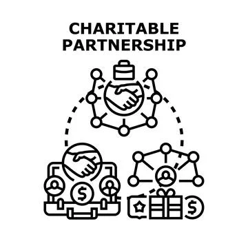 Charitable partnership concept, supporting social responsibility development Stock Illustration