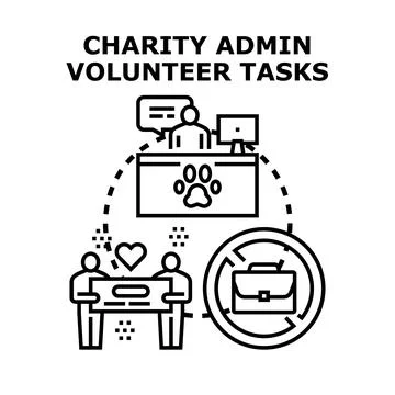 Charity admin volunteer tasks concept vector Stock Illustration