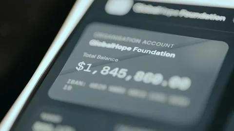 Charity bank interface live Total Balance in US dollars currency Stock Footage 331129405