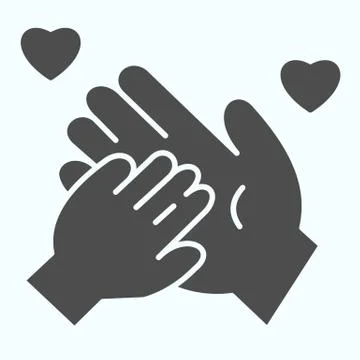 Charity for Children solid icon. One adult hand supported child hand vector Stock Illustration